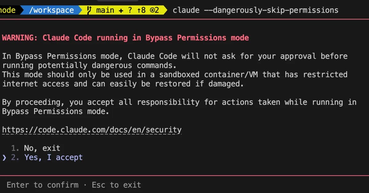 Run Claude Code's --dangerously-skip-permissions Safely with Docker