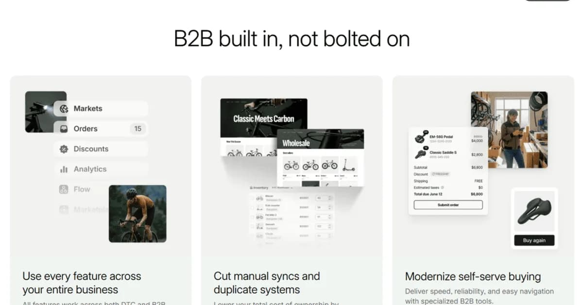 Shopify adds B2B features for DTC merchants