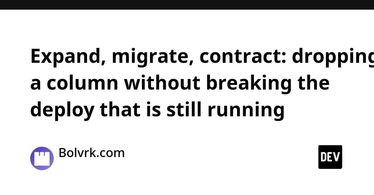 Expand, migrate, contract: dropping a column without breaking the deploy that is still running