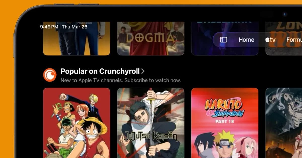 Crunchyroll is now available as a channel in the Apple TV app