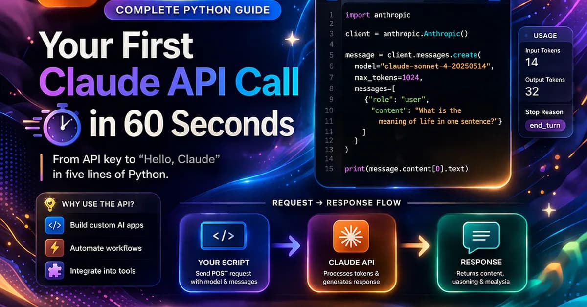 Your First Claude API Call in 60 Seconds (Complete Python Guide)