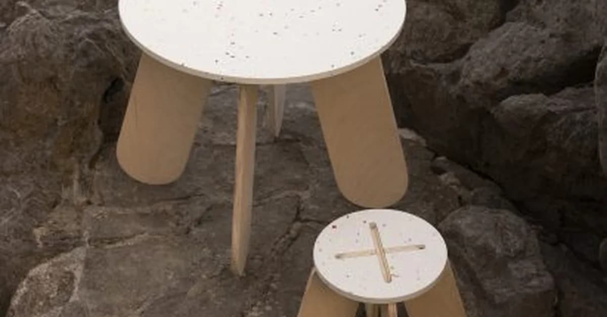 Button table and Stool X by Babai