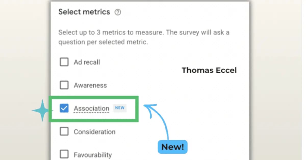 Google Ads adds "Association" metric to Brand Lift Studies