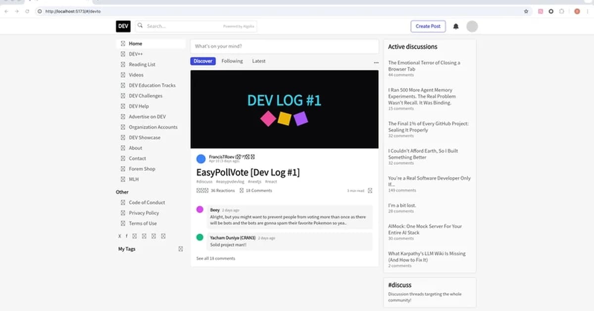 Building the DEV Community Homepage with Pure Canvas