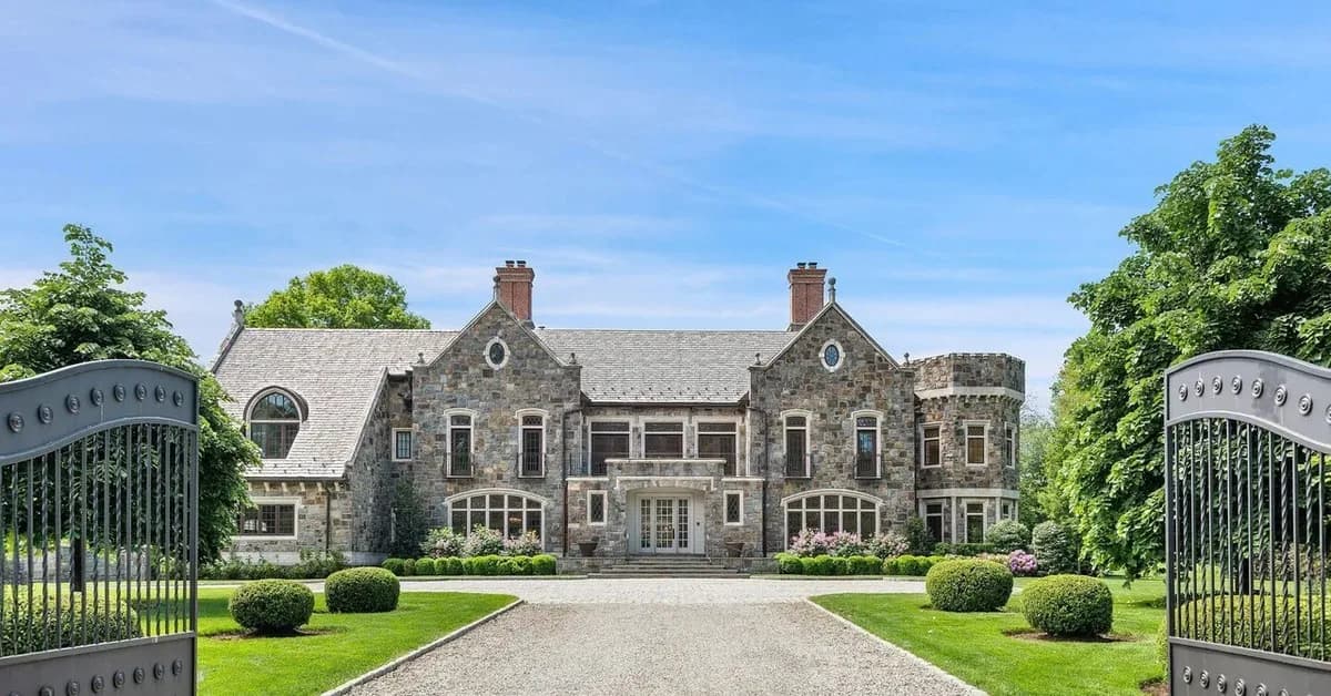 $13.5 Million Custom Stone Manor Brings Old-World Castle Charm to One of Connecticut's Most Exclusive Communities