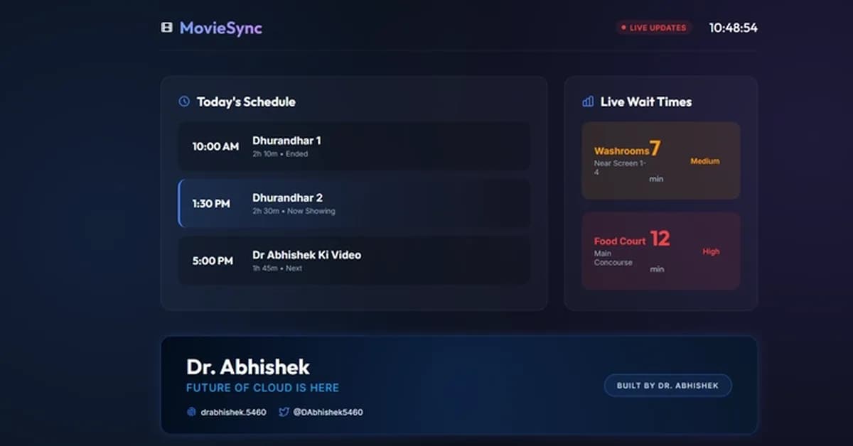 Building MovieSync in Public: A Real-Time Dashboard for Smarter Movie Intermissions