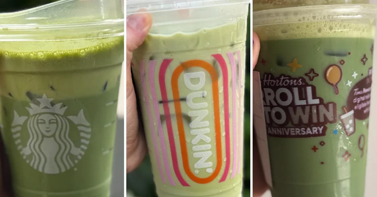 I tried matcha lattes from Starbucks, Dunkin', and Tim Hortons. One was bitter, one was too milky, and one was just right.