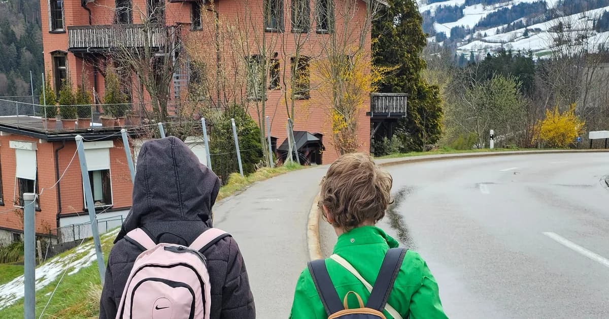 I'm an American raising 2 kids in Switzerland. They started walking to school without me when they were in kindergarten.