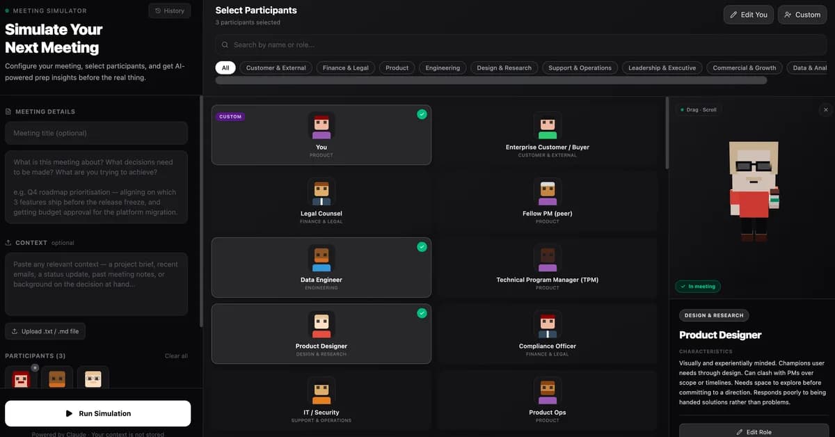 How to Simulate Important Meetings before they happen in 1 click with Claude Code
