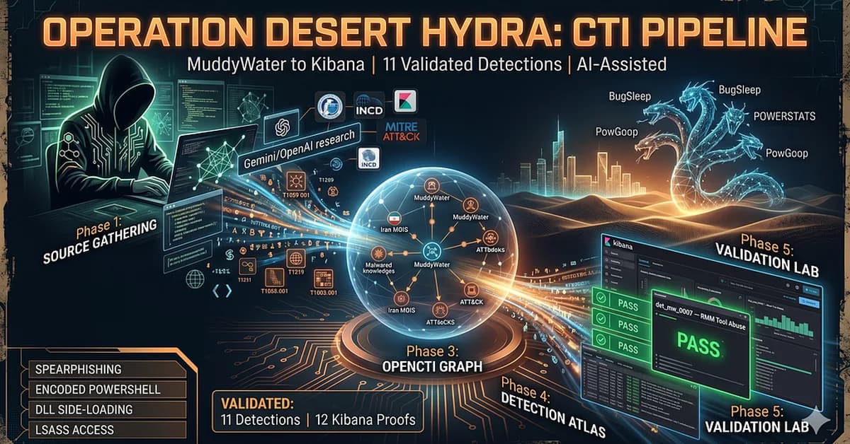 Operation Desert Hydra - AI-Assisted CTI Pipeline: MuddyWater to Kibana