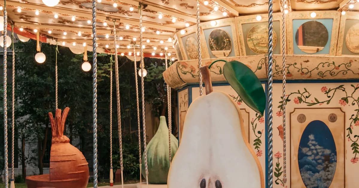 Laila Gohar decorates carousel with oversized fruits for Arket collaboration