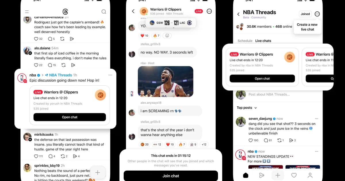 Threads introduces 'live chats' for following live events