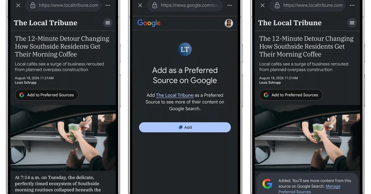 Google makes the Preferred Source button more seamless
