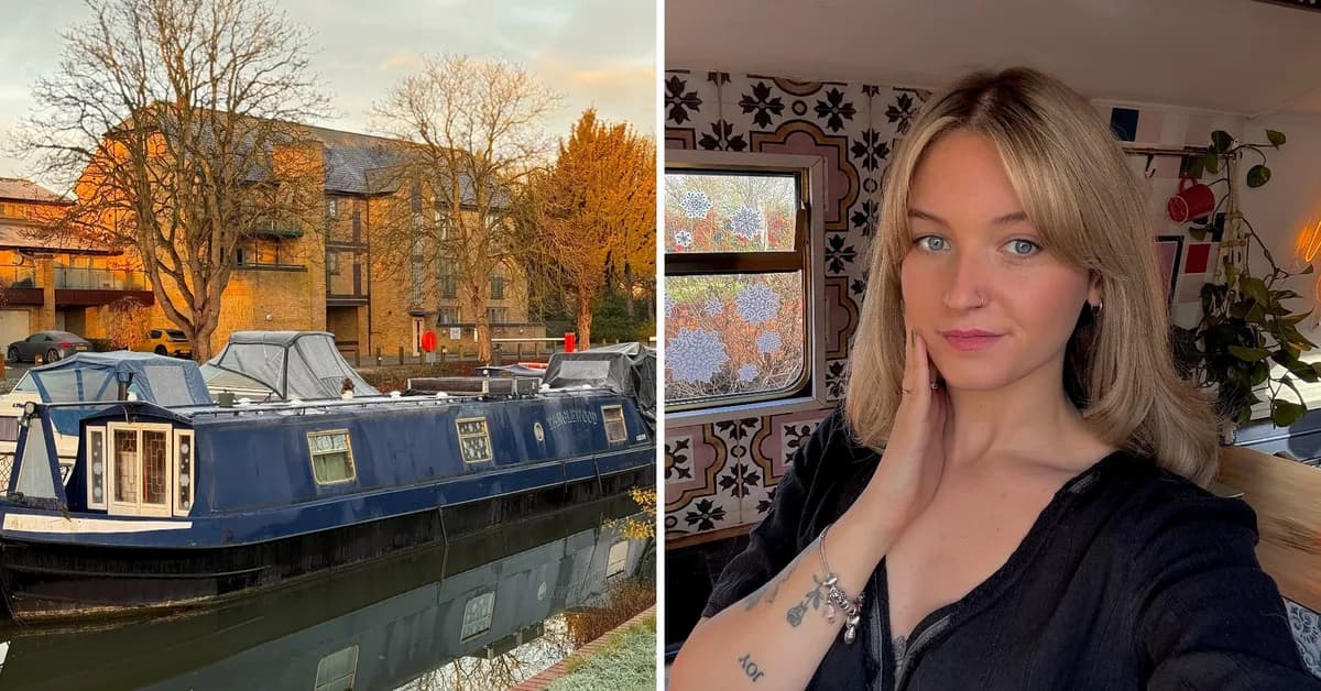 A woman lives in a 50-foot narrowboat she bought for around $40,000. It saves her over $1,000 each month.