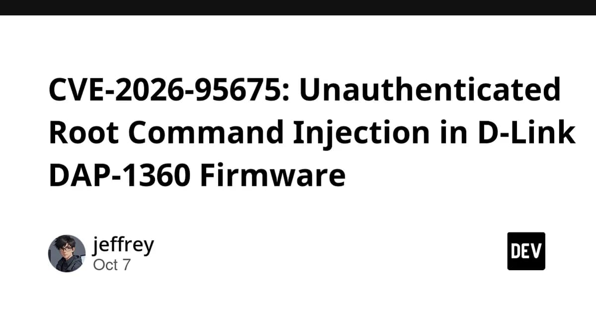 CVE-2026-95675: Unauthenticated Root Command Injection in D-Link DAP-1360 Firmware