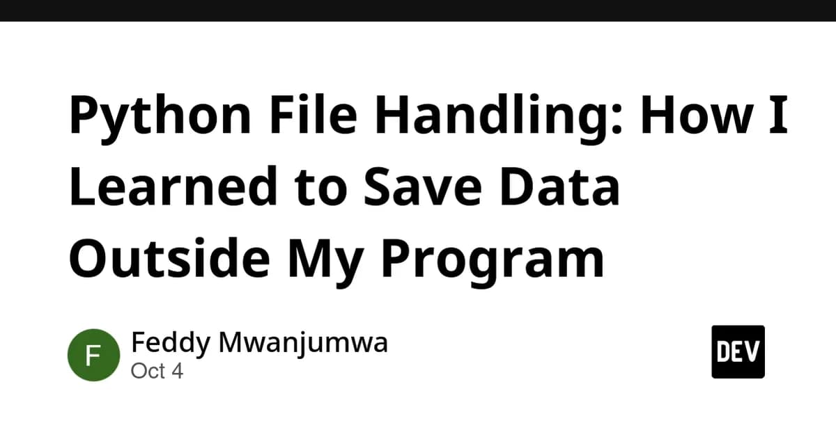 Python File Handling: How I Learned to Save Data Outside My Program