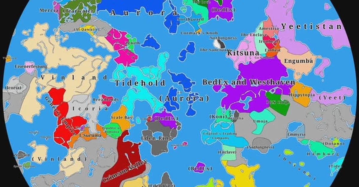 We tracked over 5,000 unique players over almost six months in a limited Minecraft world with no rules or admins. Here is the political and map they've created (and warred over) so far.