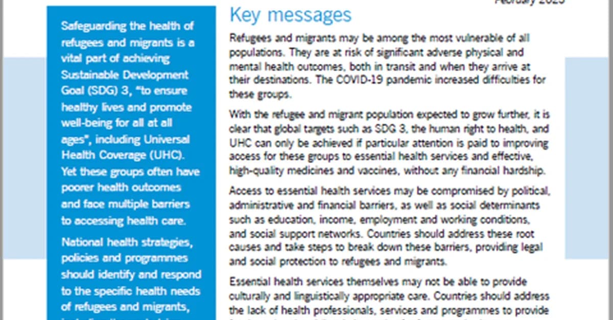 Encouraging progress in inclusive health policies for refugees and migrants