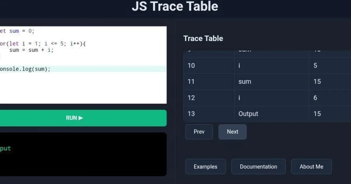 A New Programming Manual Tracing with Trace Table using JavaScript