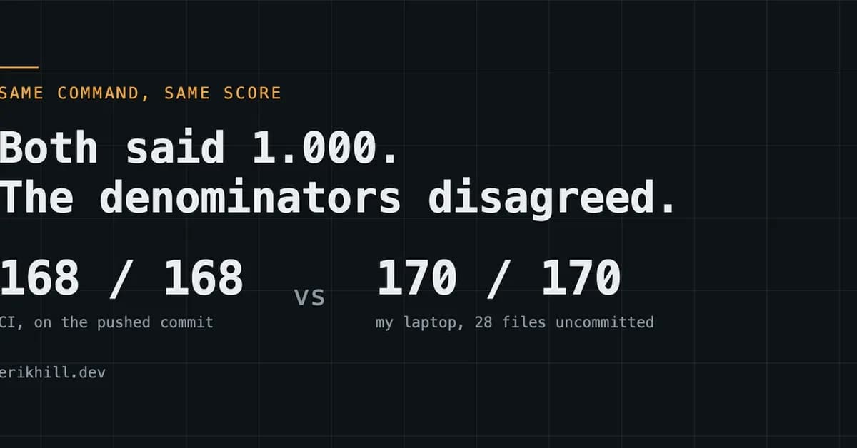 My mutation score was 1.000 in two places and the denominators disagreed