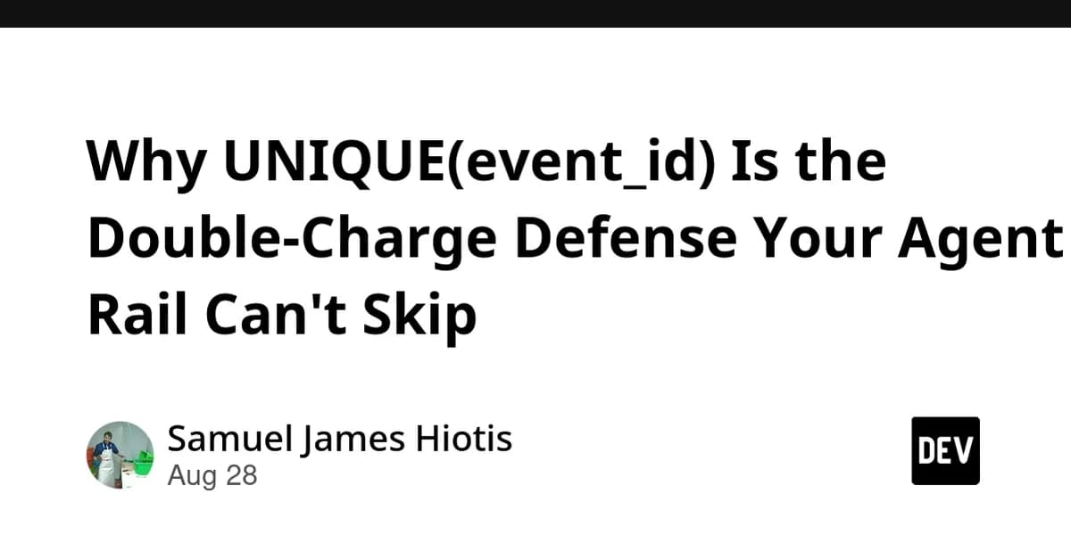Why UNIQUE(event_id) Is the Double-Charge Defense Your Agent Rail Can't Skip