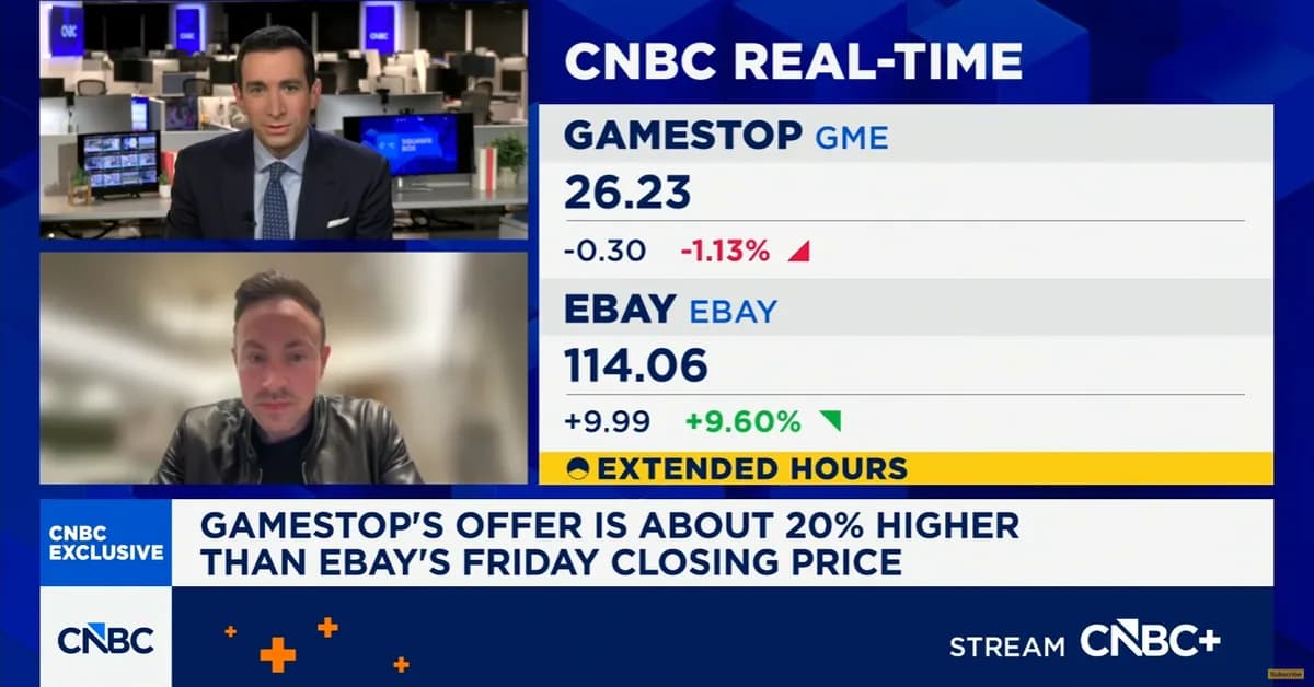 GameStop CEO Ryan Cohen Gives Bizarre New Interview on $56 Billion eBay Offer, Can't Say Exactly Where He'll Get All the Money From
