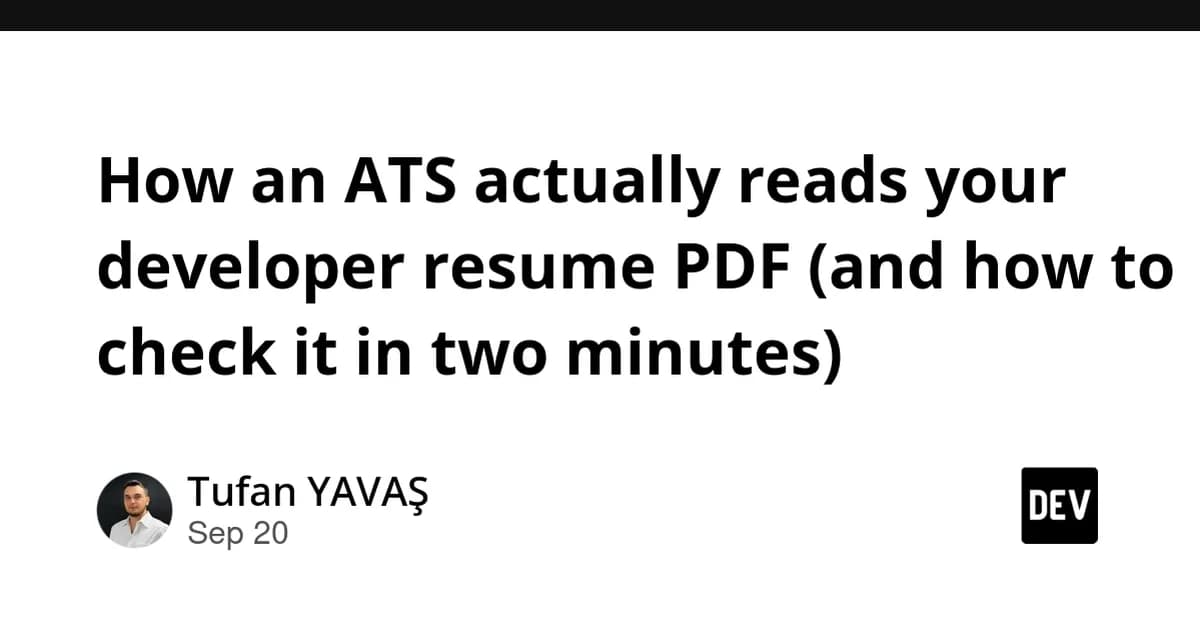 How an ATS actually reads your developer resume PDF (and how to check it in two minutes)