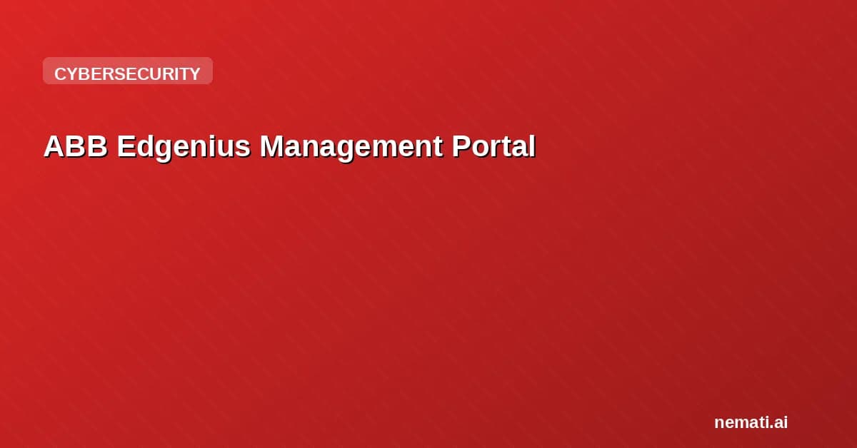 ABB Edgenius Management Portal