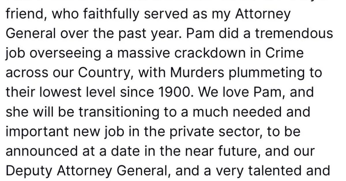 Pam Bondi... You're Fired!