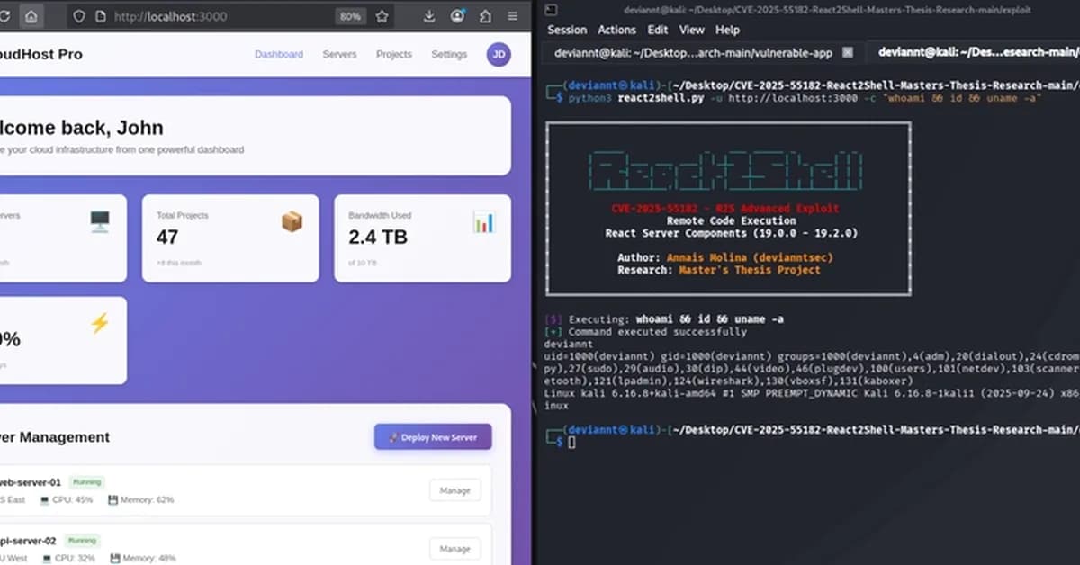 CVE-2025-55182 · React2Shell: RCE en React Server Components via Prototype Pollution