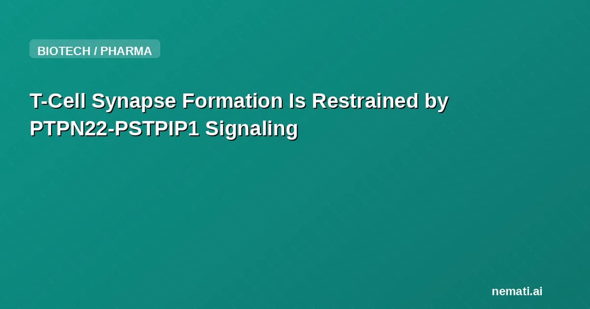 T-Cell Synapse Formation Is Restrained by PTPN22-PSTPIP1 Signaling