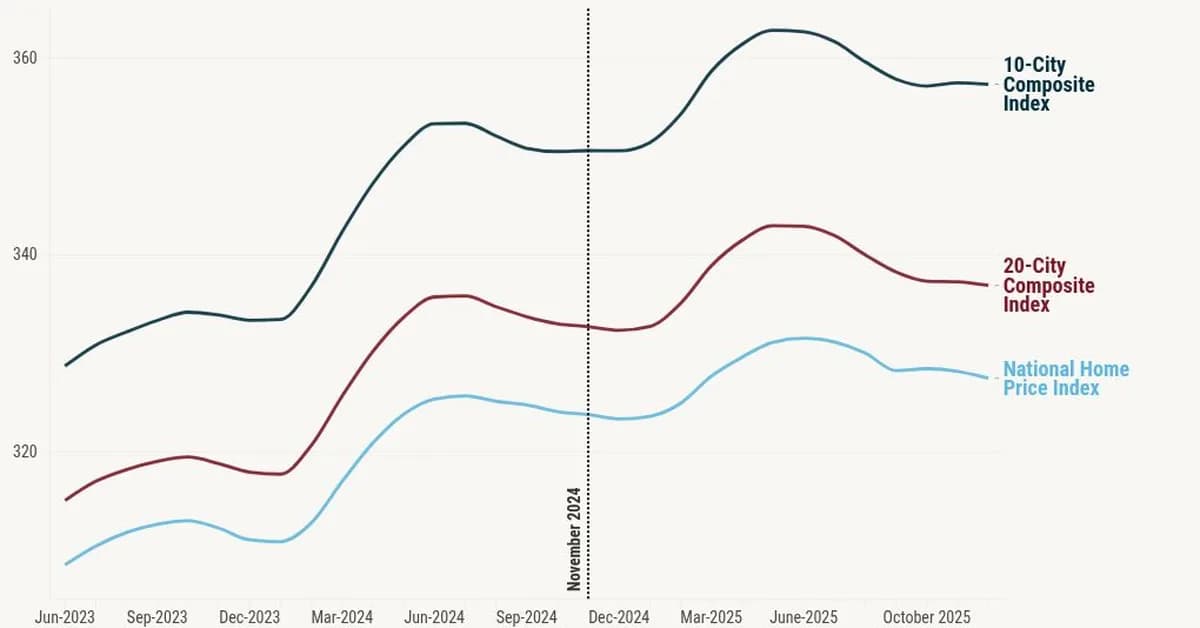 Case-Shiller data shows real home price returns turned negative in 2025