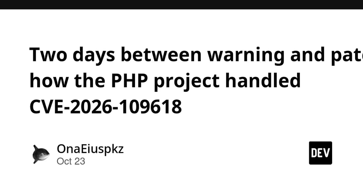 Two days between warning and patch: how the PHP project handled CVE-2026-109618