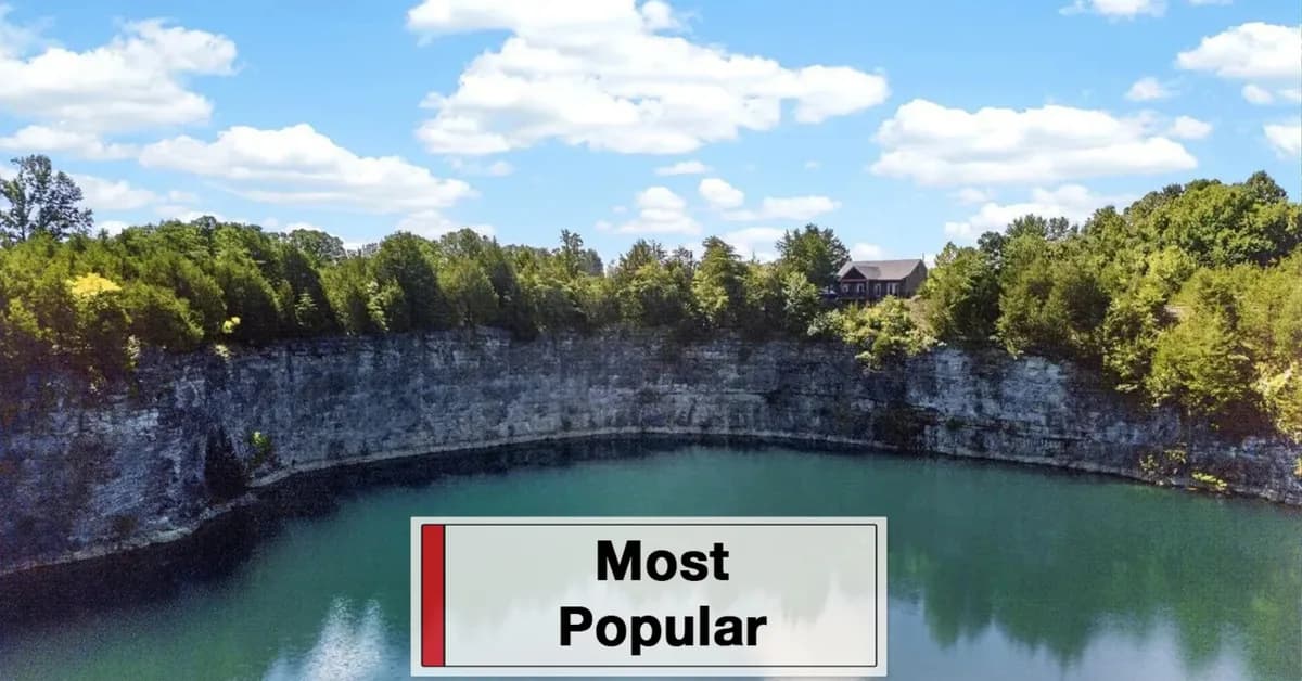 Jaw-Dropping Home Perched on the Edge of a Quarry Cliff Comes With a 'Crystal-Clear' 7-Acre Lake