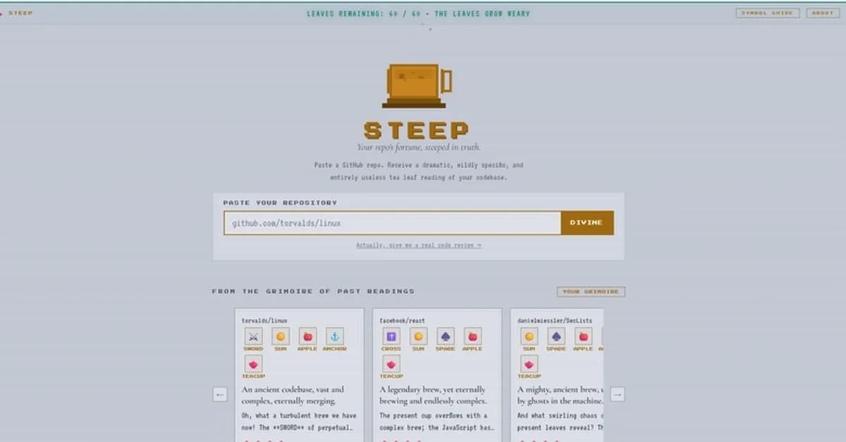 STEEP: Your repo's fortune, steeped in truth.