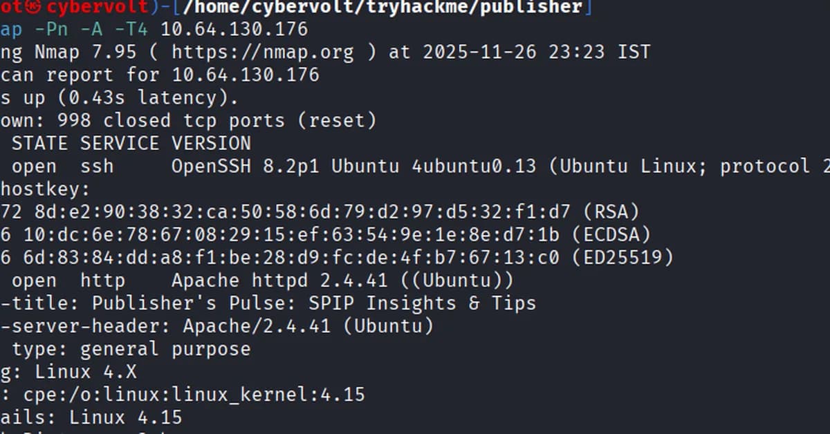 SPIP RCE + Docker SUID Escape | THM Publisher