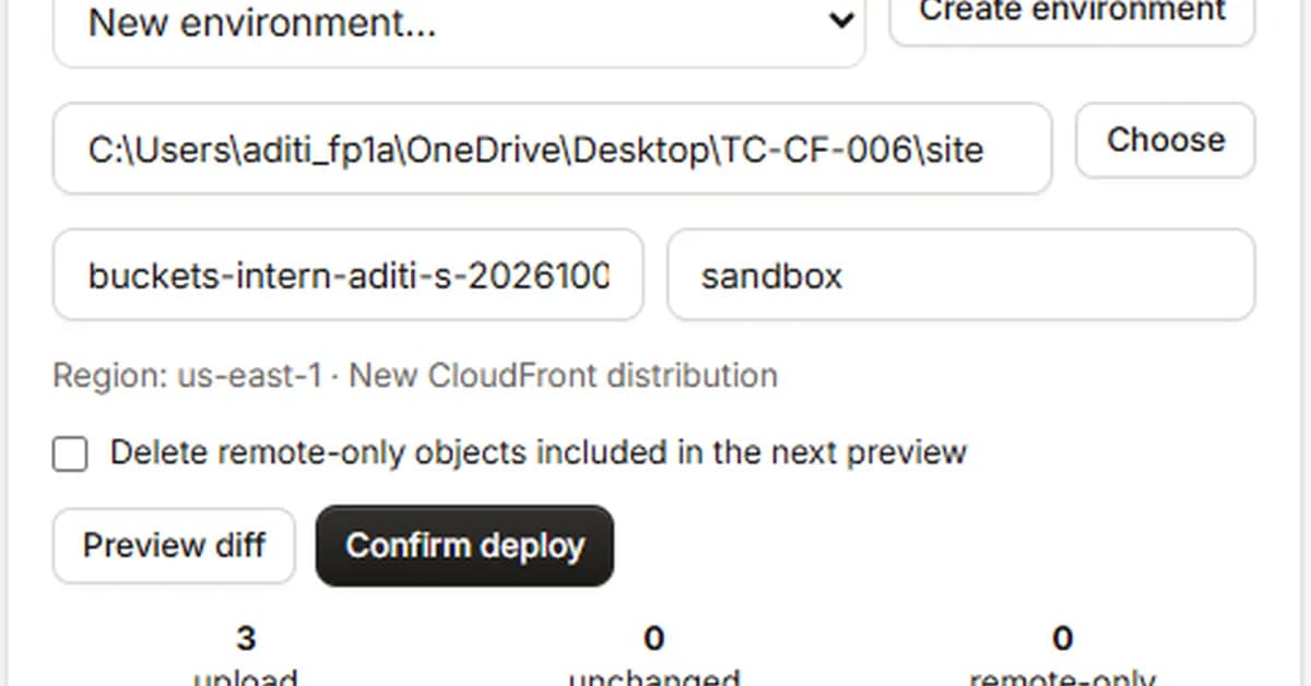 Deploy a Private-Origin Site with Buckets and Verify an Incremental Update