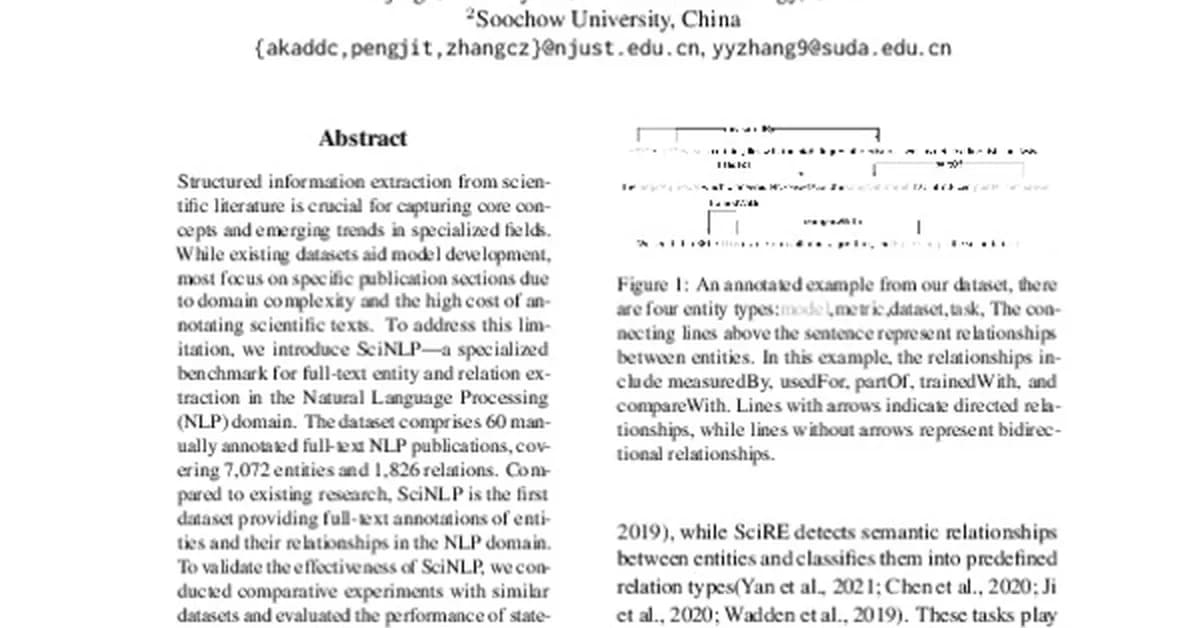 SciNLP: A Domain-Specific Benchmark for Full-Text Scientific Entity and Relation Extraction in NLP