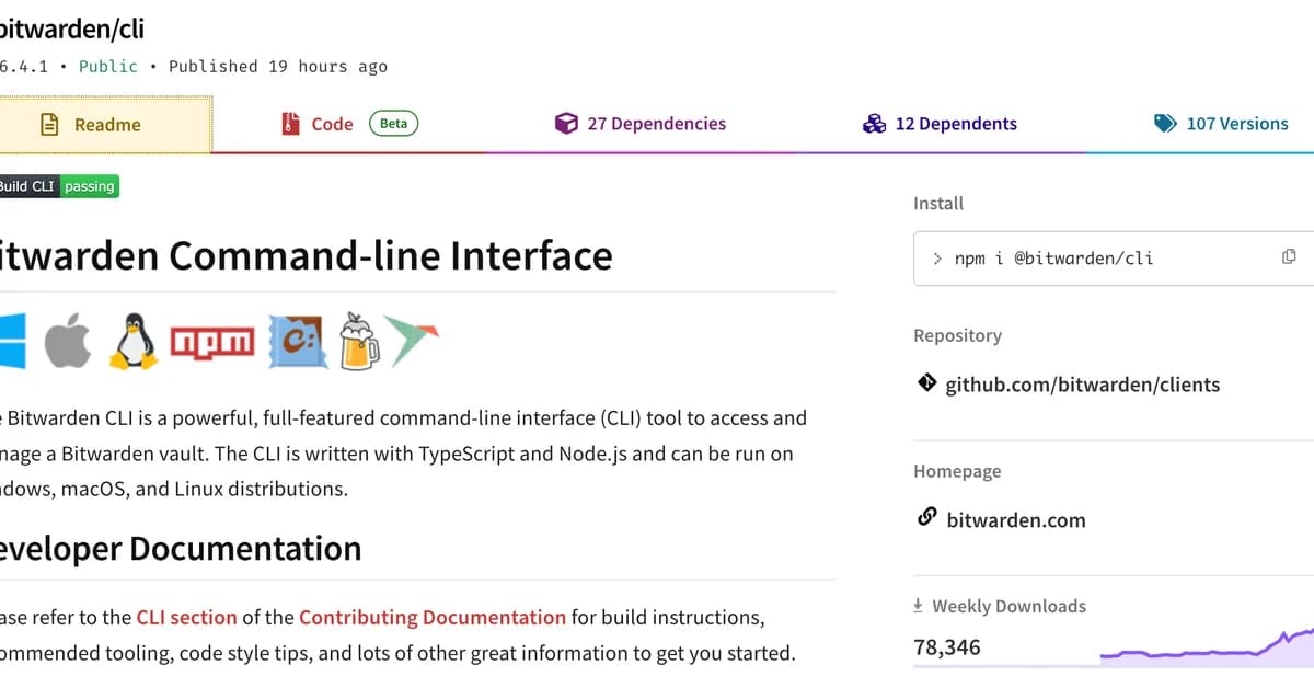 Bitwarden CLI Hijacked in npm Supply Chain Attack Linked to TeamPCP & Checkmarx Breach