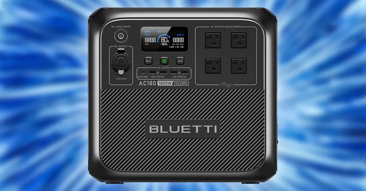 Save 20% Off the Highly Rated Bluetti AC180 1,152Wh 1,800W LiFePO4 Power Station