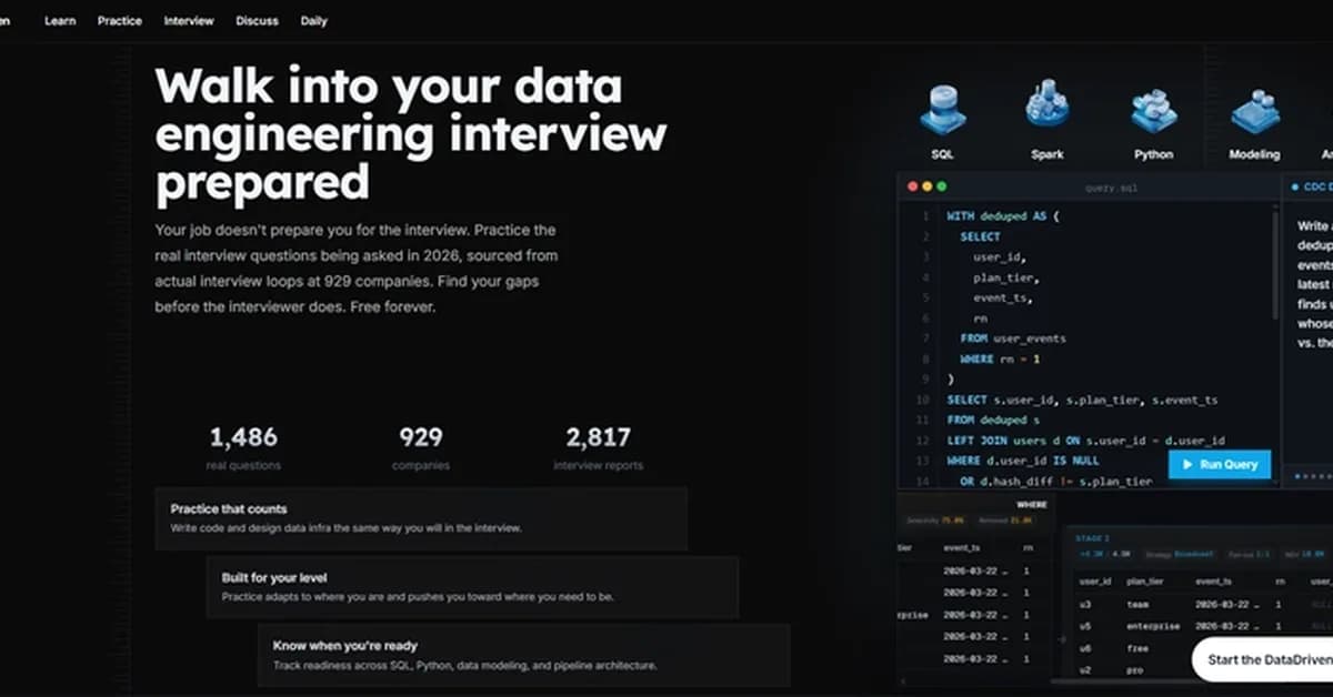 Top 10 Data Engineering Interview Prep Tools (2026 Guide for SQL, ETL & System Design)