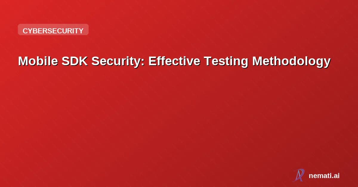 Mobile SDK Security: Effective Testing Methodology