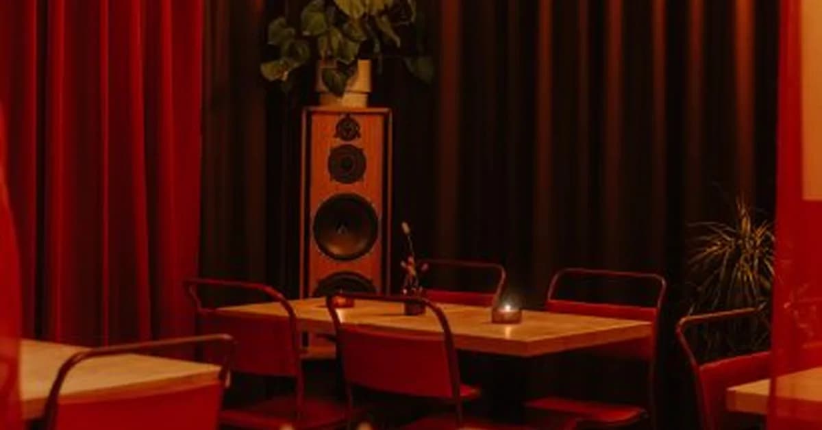 Curtains create cosy corners in Peckham listening bar Upstairs at Hausu