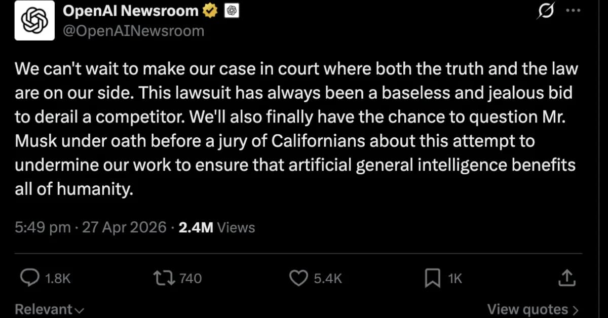 Musk vs. Altman Trial Opens in Oakland as Jury Hears Competing Accounts of OpenAI's Founding Mission