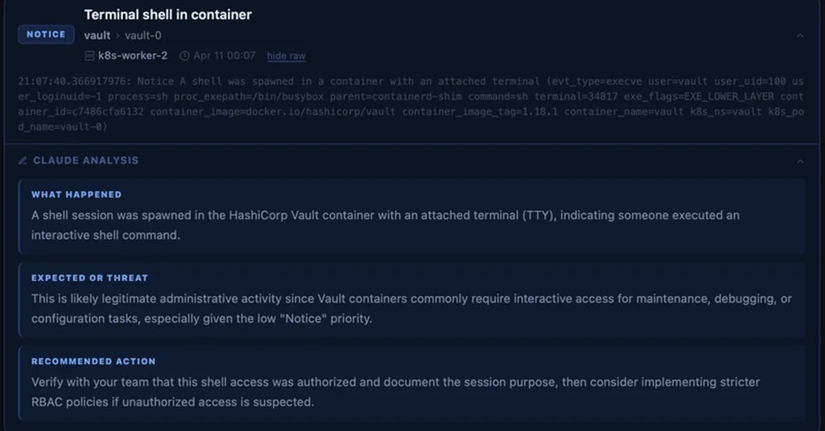(not yet) Falco AI Agent - Part 1: Real-time Kubernetes Security Analysis with Claude🔍