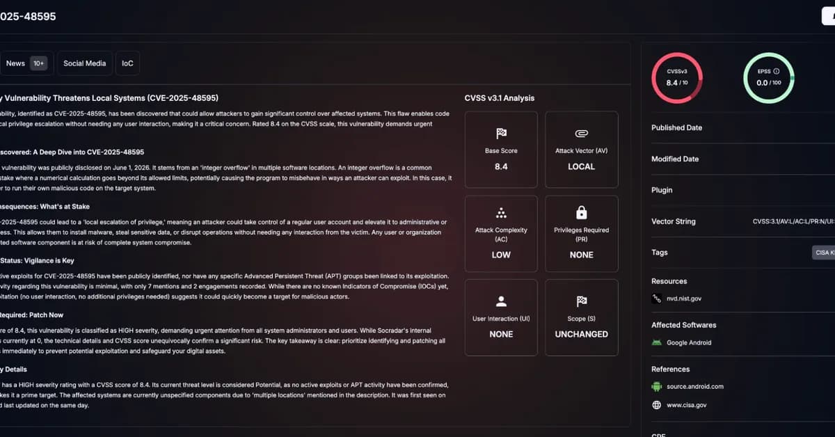 CVE-2025-48595: June 2026 Android Security Update Fixes Framework Zero-Day