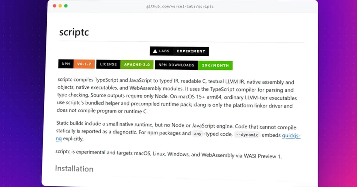 ScriptC: Vercel's Experimental Native TypeScript Compiler