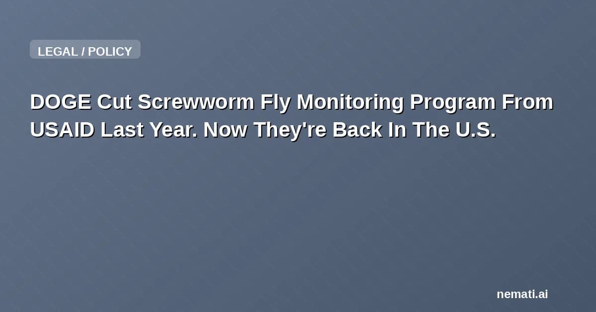 DOGE Cut Screwworm Fly Monitoring Program From USAID Last Year. Now They're Back In The U.S.