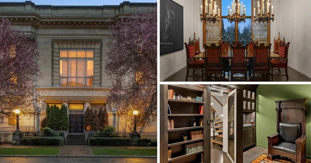 Townhouse Inside Old Washington Church Comes With 'Secret' Whiskey Room and Original Stained Glass