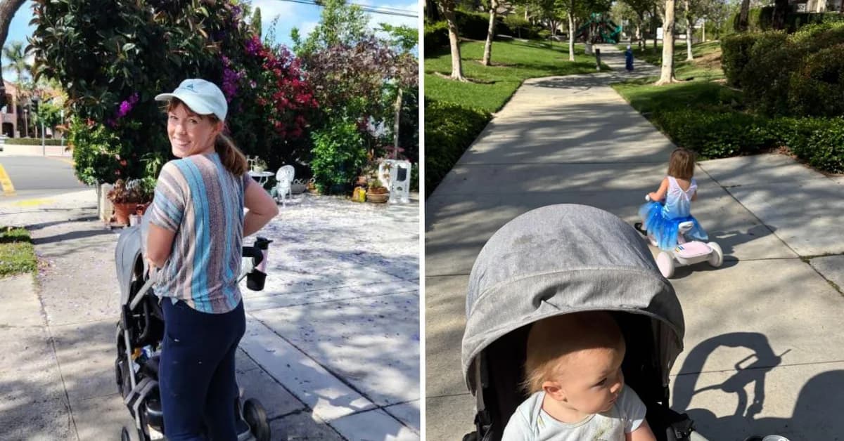 My kids are 5, 3, and 1, and we live in the suburbs. We walk whenever possible instead of taking our minivan.